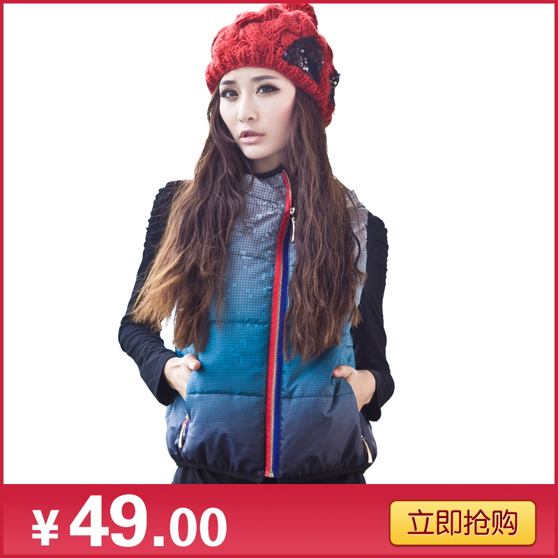 Spring slim turtleneck vest female gradient color coat bj607 block