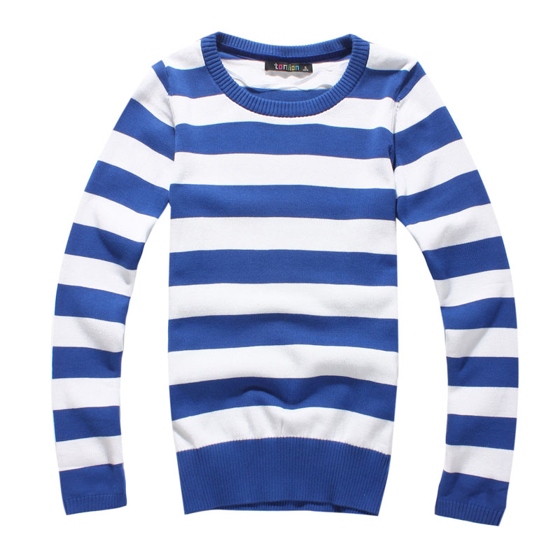 Spring TONLION female stripe o-neck sweater c592 139