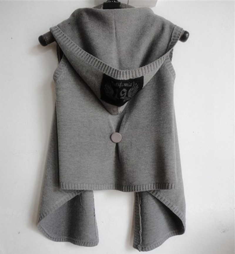 Spring with a hood vest wool sweater cardigan women's loose outerwear