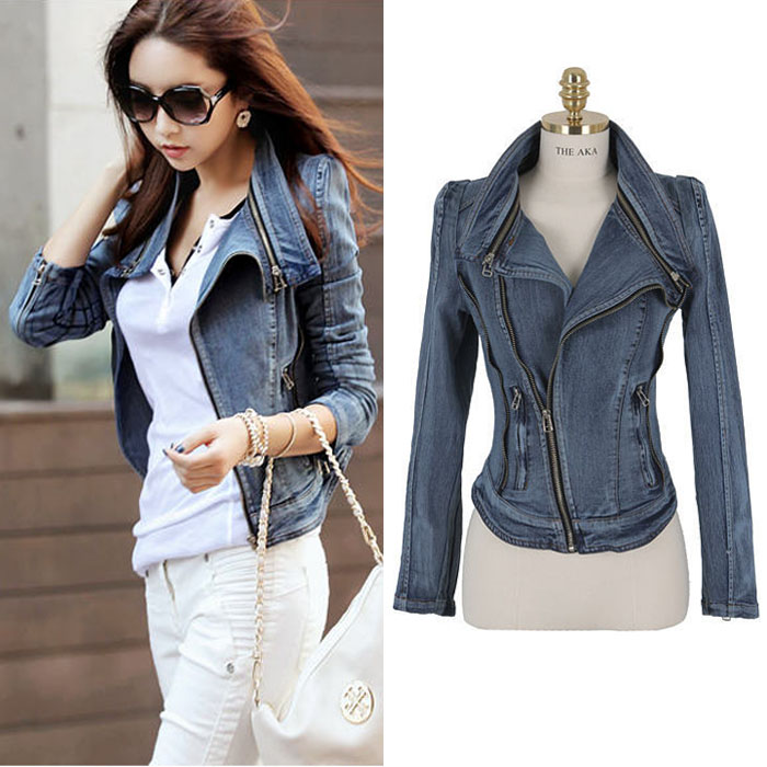 Spring women's vintage denim coat denim outerwear female long design slim denim jacket female long-sleeve