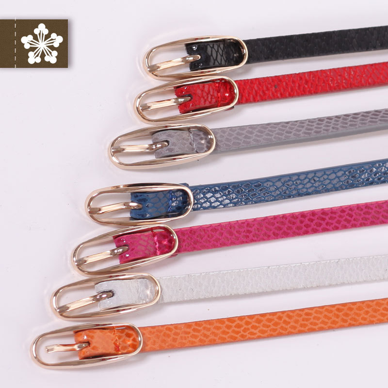 Stamen belt accessories metal thin belt genuine leather candy color fashion cowhide female strap all-match chain