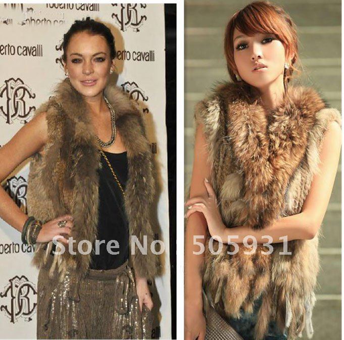 star! 2012 fur coat, rabbit fur coat, fur knitted vest, wholesale price, free shipping, 1 pc 1 lot