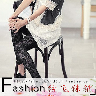 Star female 2010 lace faux leather cotton backwa-rds and patchwork legging