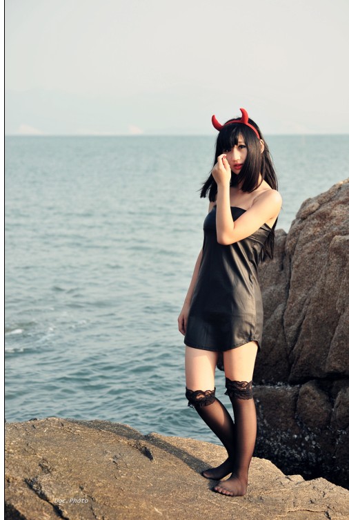 Star Foreign Trade Faux leather tube top dress matt black dull black leather dolphin japanned leather tube top dress