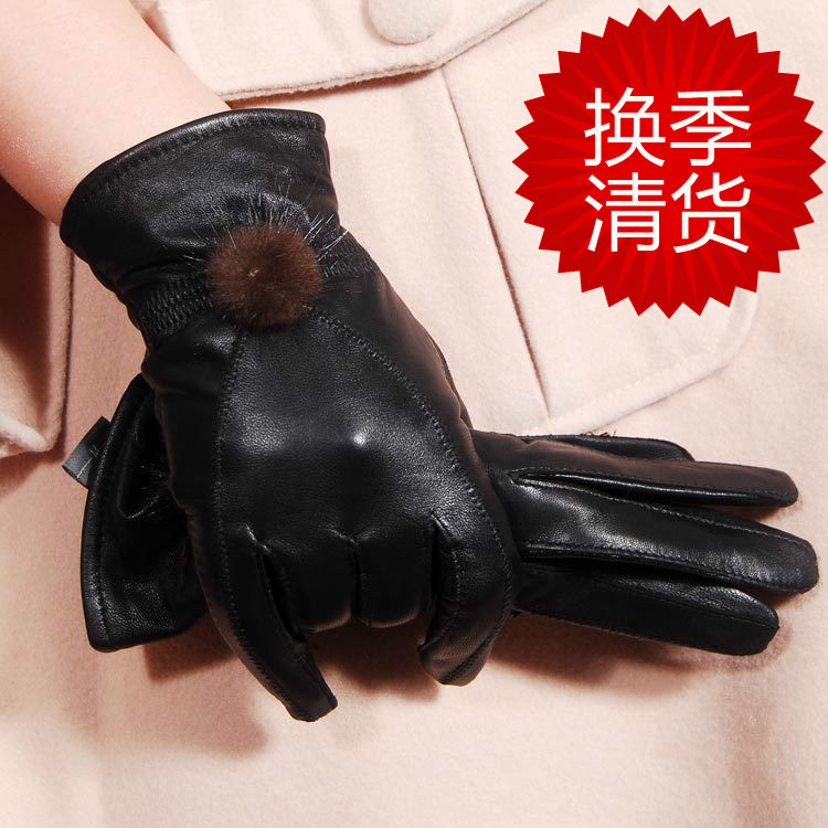 Star Foreign Trade Genuine leather gloves winter thermal fleece lined women's sheepskin gloves