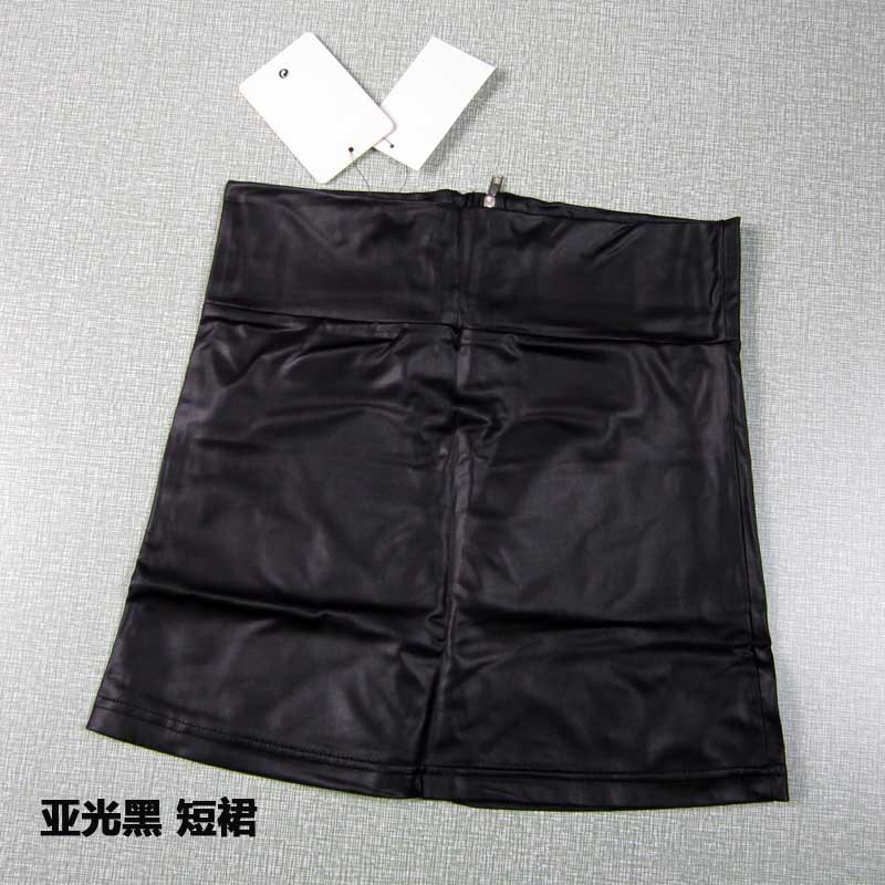 Star Foreign Trade Z beishka dull black faux leather skirt short skirt