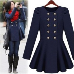 Star style sweet elegant skirt double breasted slim trench outerwear blue beige pink Free Shipping