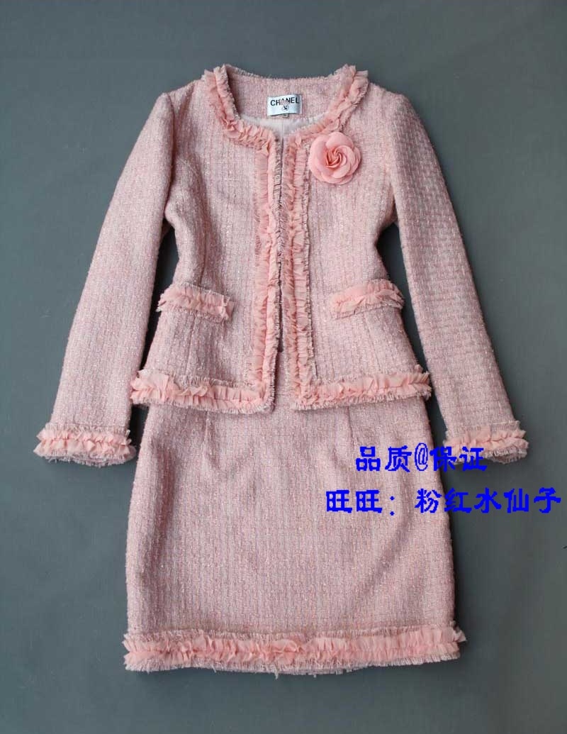 Star woolen laciness set long-sleeve dress tweed fabric autumn and winter twinset dress