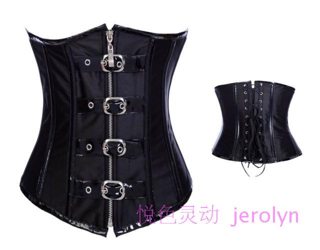 Steel 2013 women's cummerbund belt clip short design shapewear shaper motorcycle leather vest