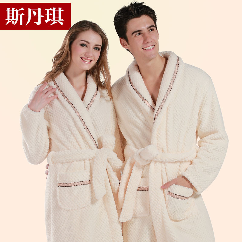 Stein wincey robe female male double faced thickening coral fleece robe lovers male bathrobe female