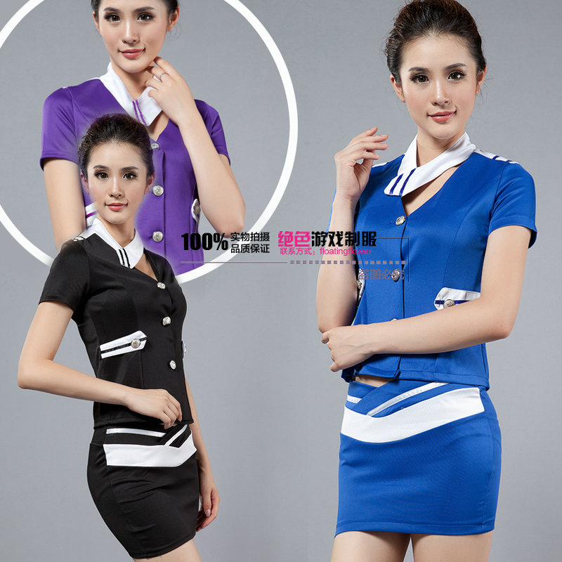 Stewardess clothes work wear stewardess uniforms professional set sauna clothes ktv uniform