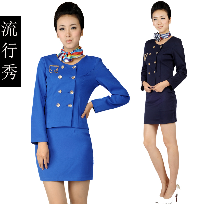 Stewardess uniforms front desk female work wear professional set suit autumn and winter uniform kjf12