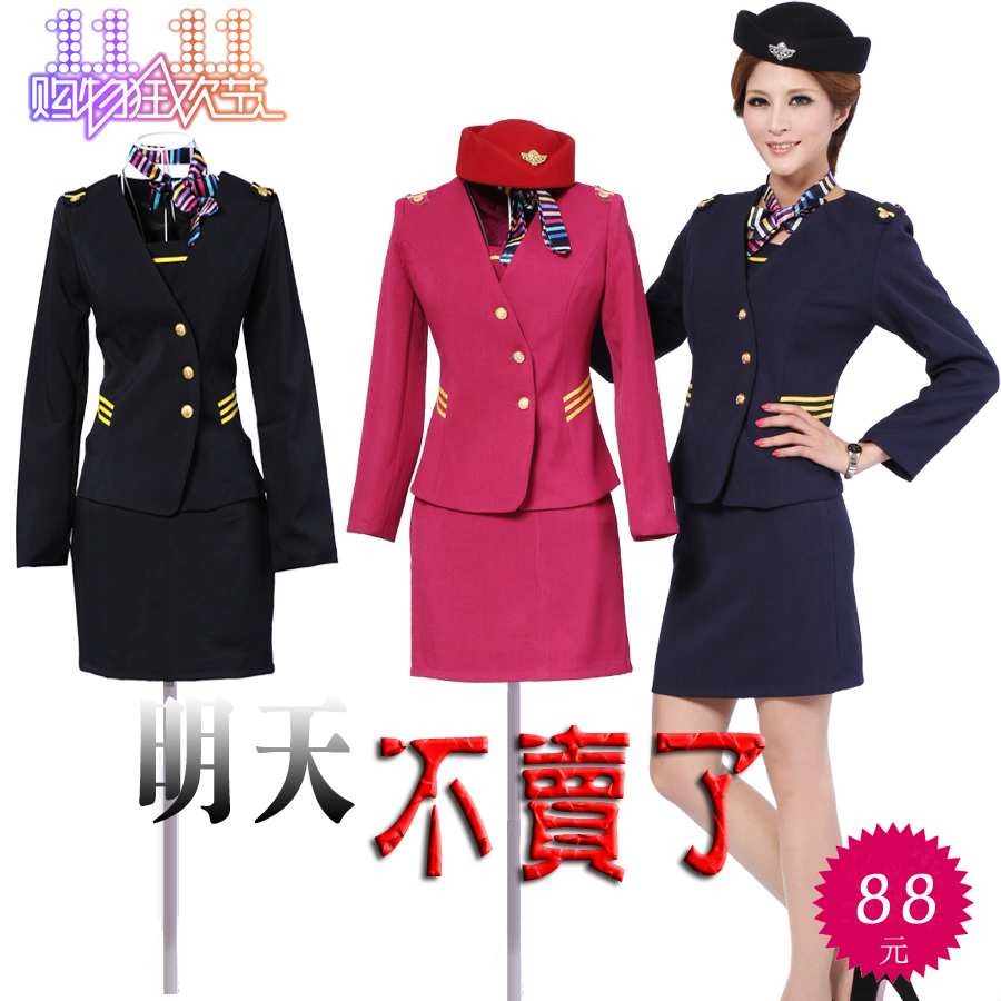 Stewardess uniforms professional set ktv uniform long-sleeve female front desk autumn and winter set