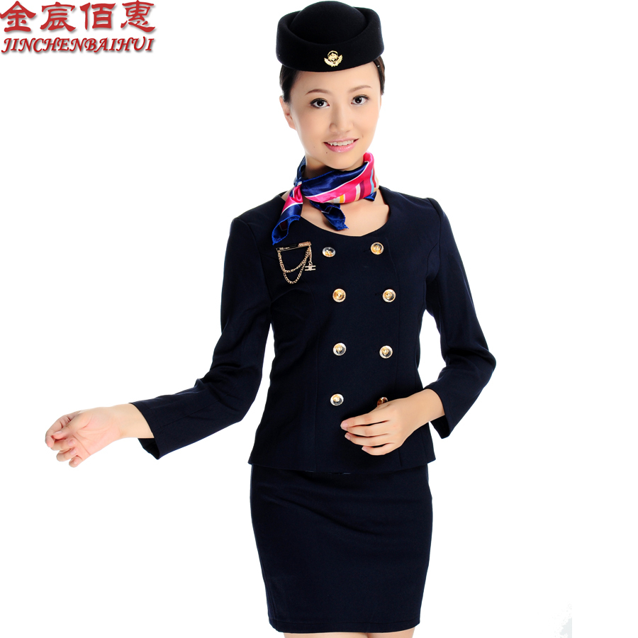 Stewardess uniforms set front desk uniform work wear stewardess clothing x584