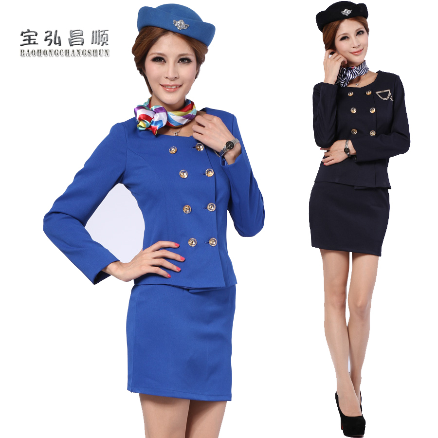 Stewardess uniforms work wear set work wear autumn and winter silk scarf