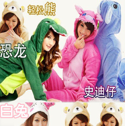 Stitch animal one piece sleepwear lovers thickening coral fleece lounge