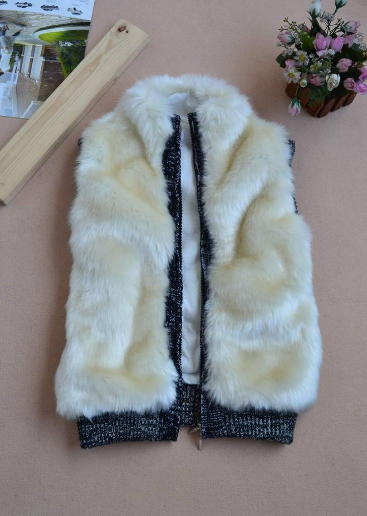 STOCK,Free Shipping!!!Imitation Wool Cardigan Fox Fur Vests Women's Wear Fur