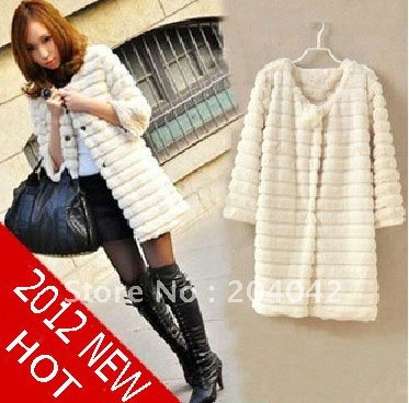 STOCK ! THICKEN WITH COTTON INSIDE ,MORE WARMER  2013  new Faux fur coat medium-long overcoat outerwear Q12926-1