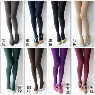 Stockings spring and autumn multicolour candy color velvet plus crotch pantyhose silk socks female