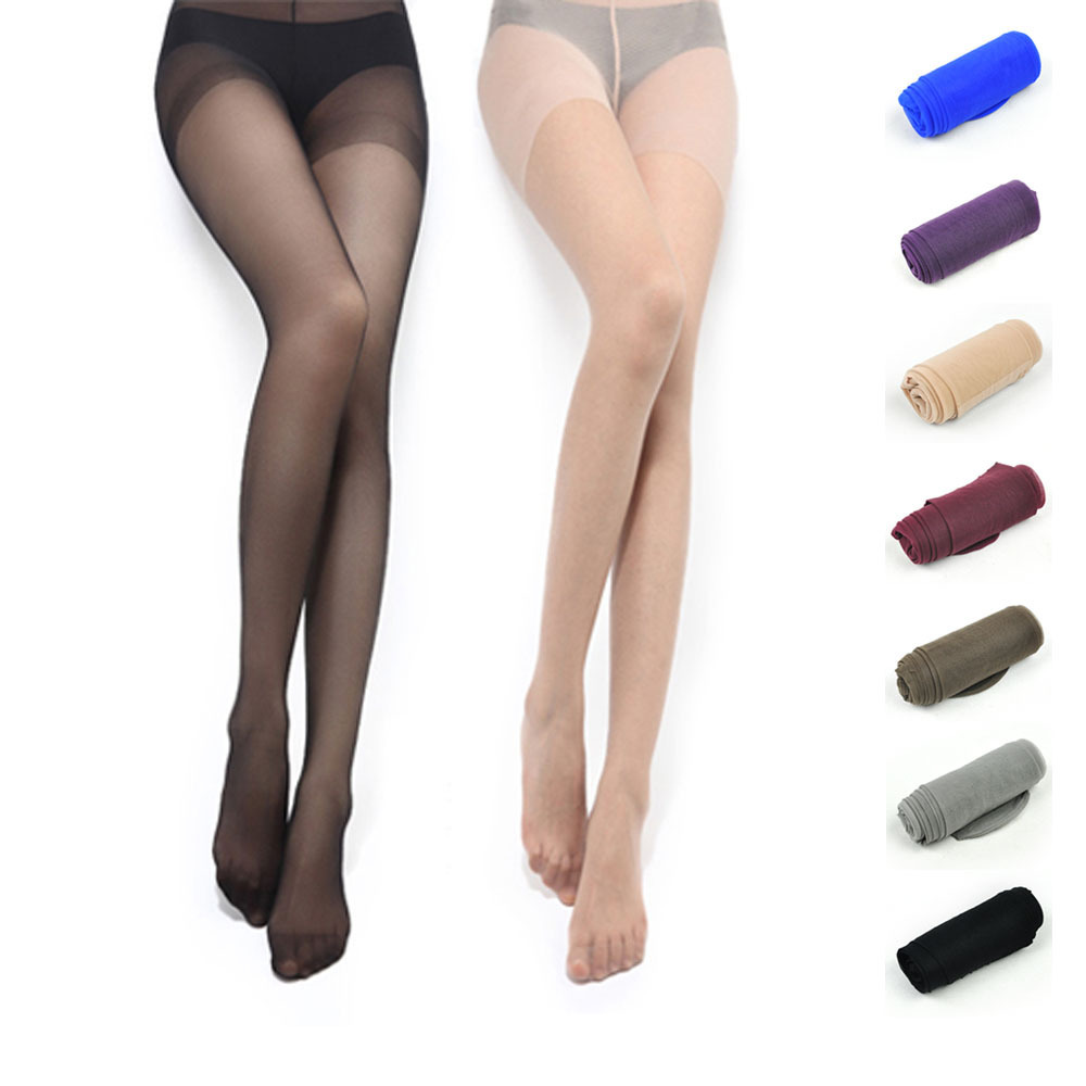 Stockings ultra-thin tights Core-spun Yarn single plus crotch sexy 3 double candy color socks female