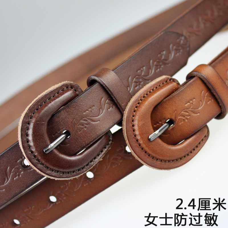 Strap genuine leather women's first layer of cowhide Women anti-allergic all-match belt decoration