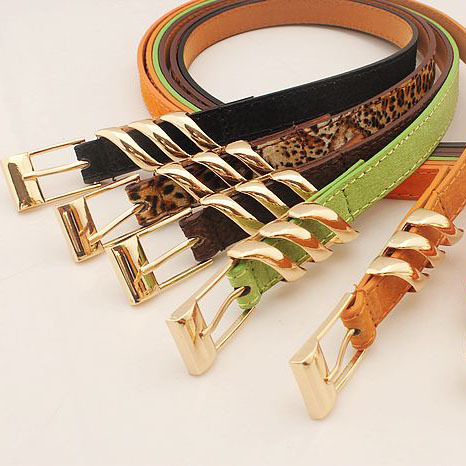 Strap Women genuine leather thin belt fashion all-match pin buckle candy leopard print women's nubuck leather belt