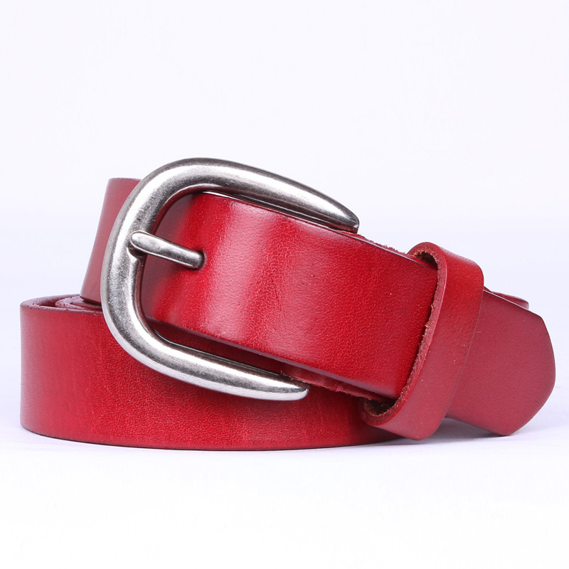 Strap Women genuine leather thin belt women's first layer of cowhide fashion all-match decoration belt red black