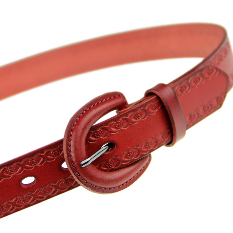 Strap women's genuine leather first layer of cowhide anti-allergic crushing Women belt red