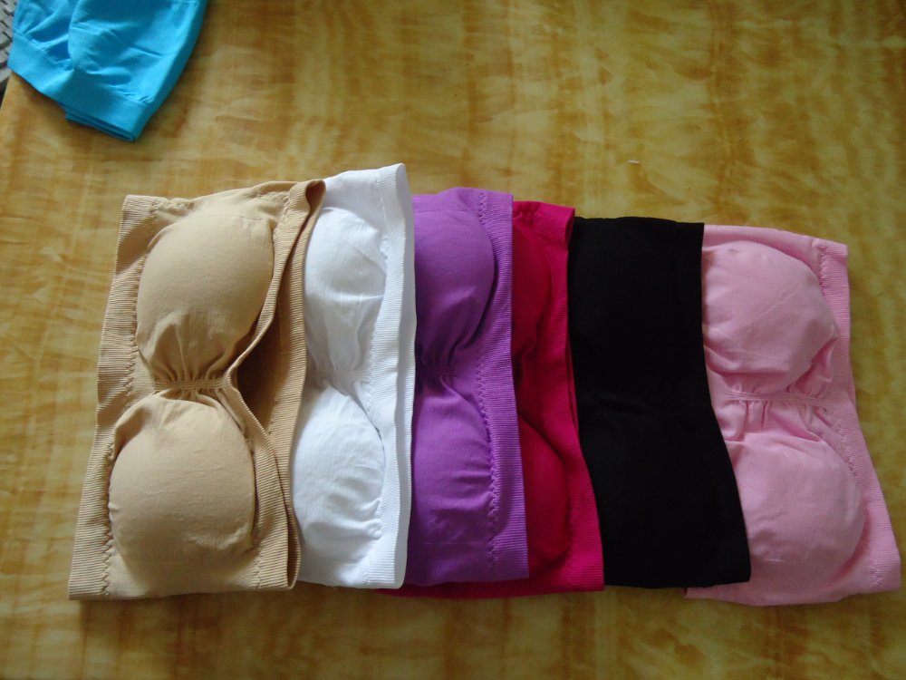 STRAPLESS Tube Top Bandeau with Removable Padding Bra 2pcs 8.9USD