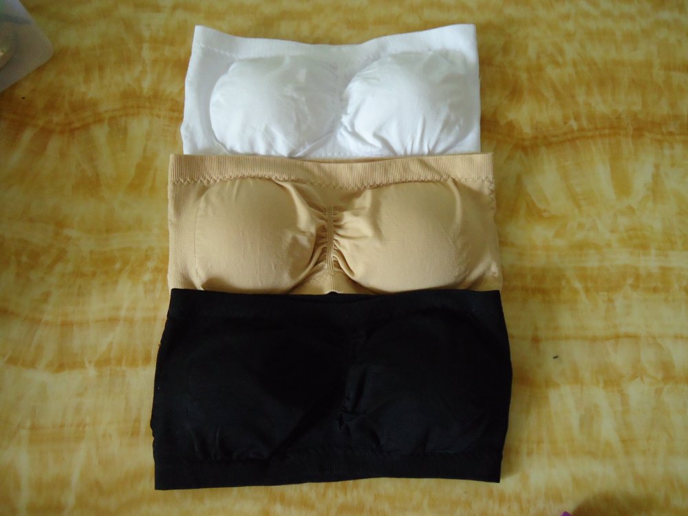 STRAPLESS Tube Top Bandeau with Removable Padding Bra 3pcs 12.3USD