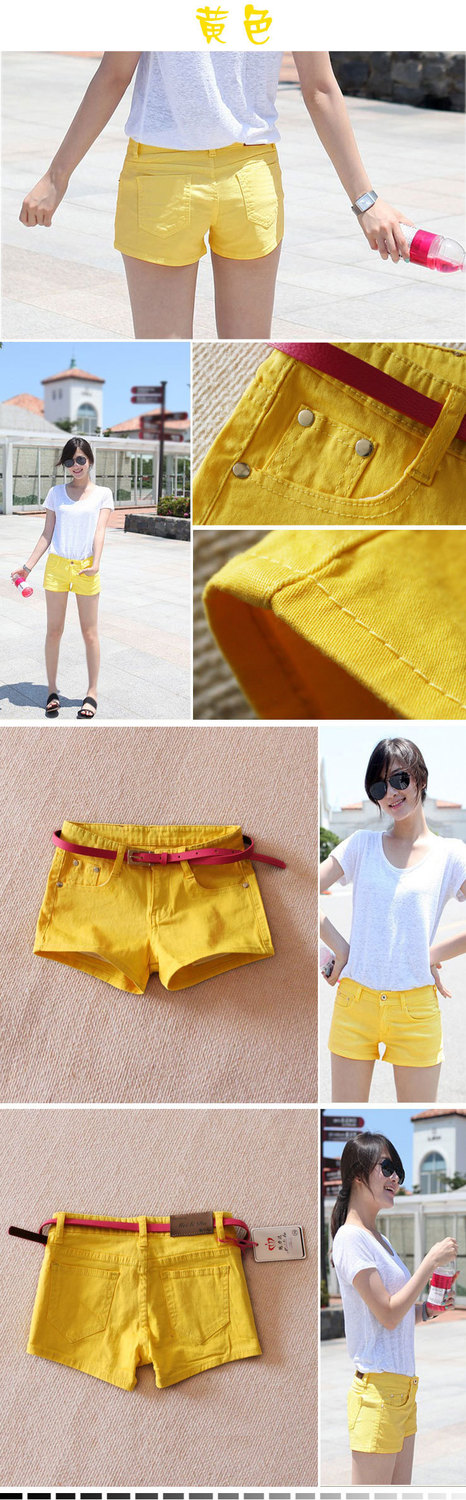 Stretch colored shorts color denim shorts female