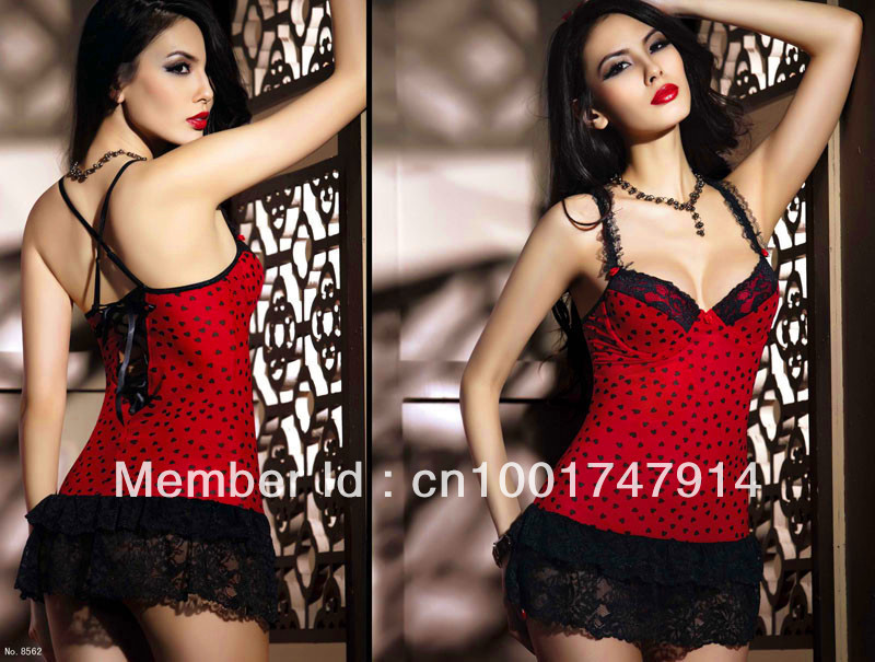 Strip steel support lace lingerie sexy ultra low chest suspender skirt pajamas