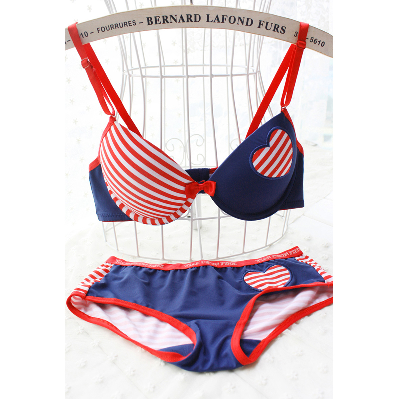 Stripe heart 2012 sexy underwear set bra set