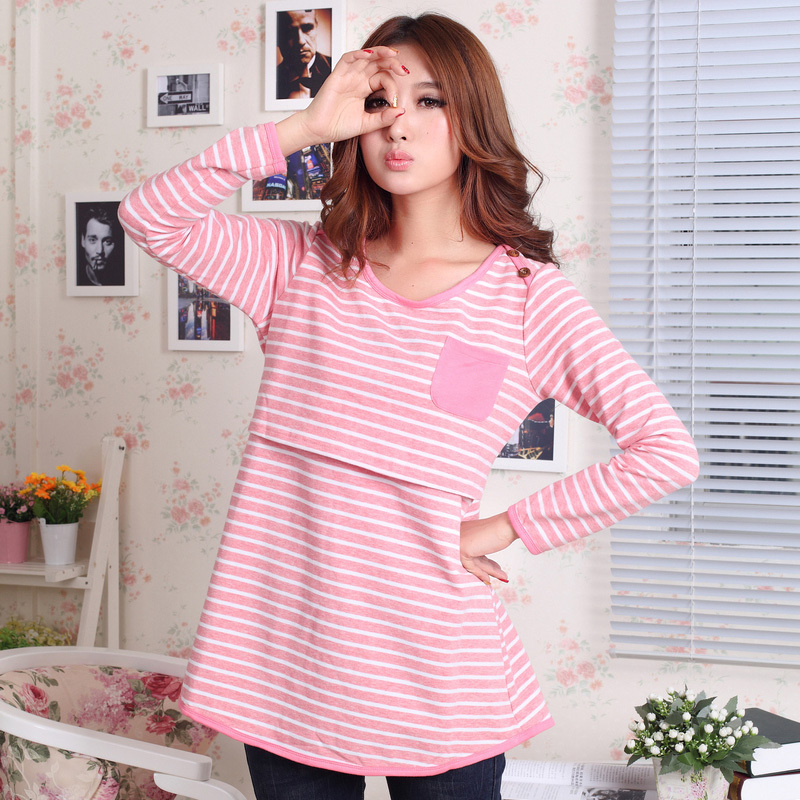 Stripe maternity nursing top autumn long-sleeve nursing loading fashion maternity clothing autumn