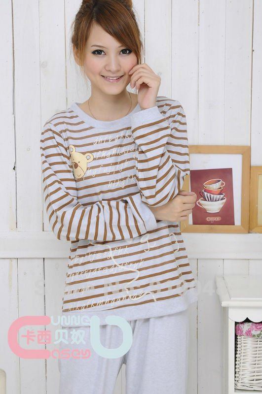 striped pajamas /cotton pajamas / pajamas for women / 100% cotton free shipping wholesale & retail