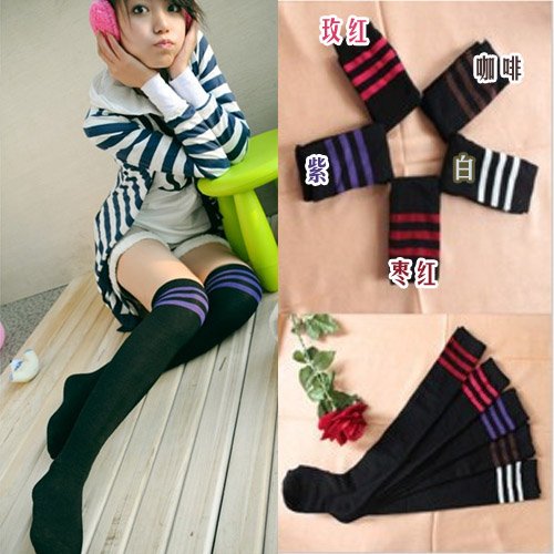 Striped Tube socks, knee high socks, striped stocking , free shipping