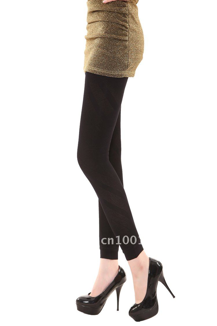 Striped women warm leggings, Winter Fashion, thickening double layer gauze jacquard velvet ankle length trousers 3702