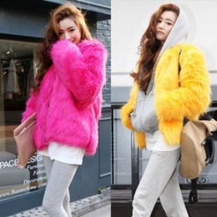 Sty nda multicolour faux fur coat wool outerwear 2012