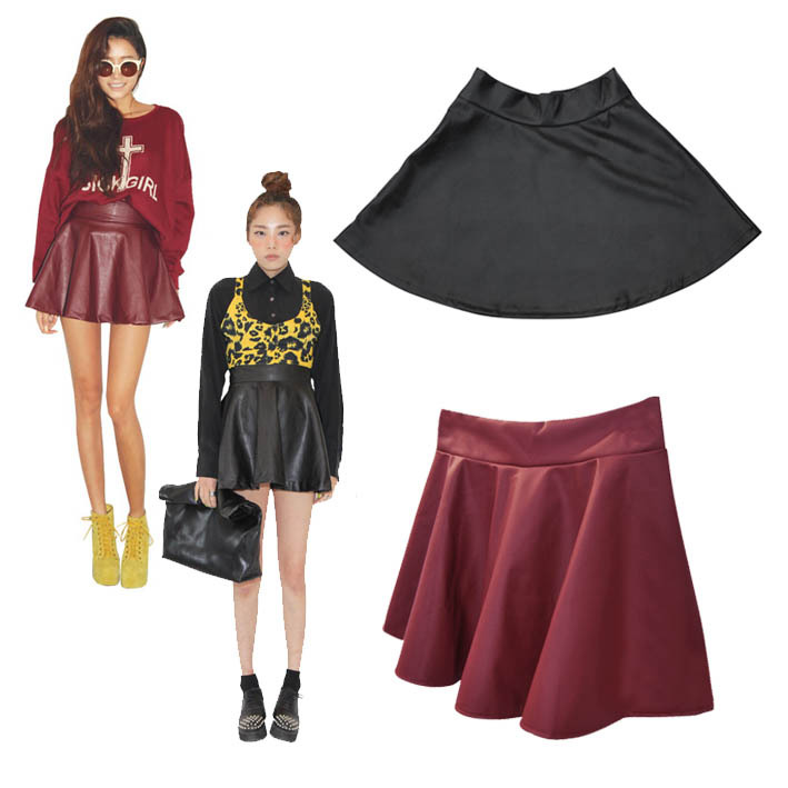 Sty nda universal fashion three-dimensional leather high waist skirt short skirt leather skirt