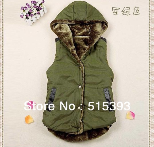 Stylish Hooded Button Thickness Vest Free Shipping