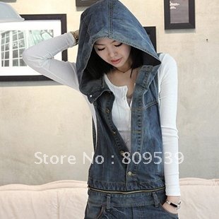 Stylish new Autumn detachable hood strap jeans pants women's piece