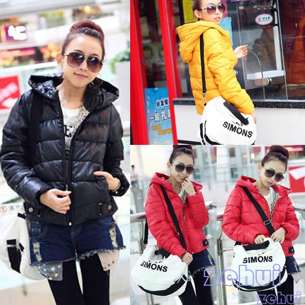 Stylish Women Hooded Winter Warm Outwear Thicken Down Jacket Casual Coat Zipper HR363