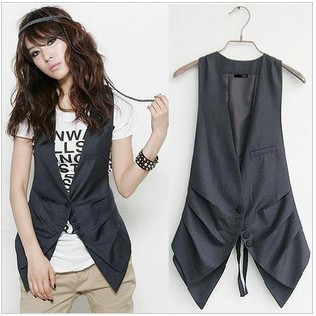 Submissively 2013 spring fashion vintage fashion medium-long slim suit vest women's