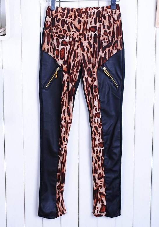 Submissively clothing 2011 fashion leopard print faux leather pants doodle women's legging trousers autumn trousers