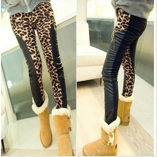 Submissively clothing 2011 fashion leopard print faux leather pants legging doodle women's trousers autumn trousers