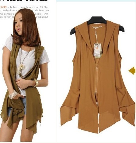 Submissively clothing 2013 autumn fashionable casual slim cap faux silk vest women's