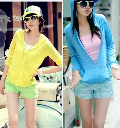 Submissively clothing sun protection clothing long-sleeve transparent neon color ultra-thin beach clothes outerwear -jk