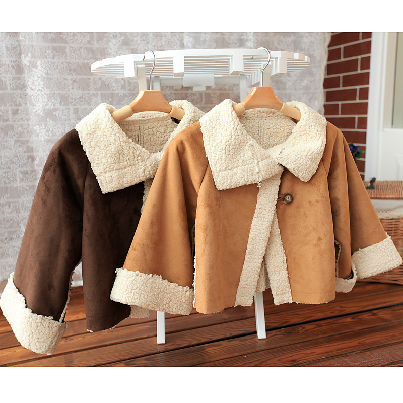 Suede fabric berber fleece turn-down collar wadded jacket cotton-padded jacket mf13