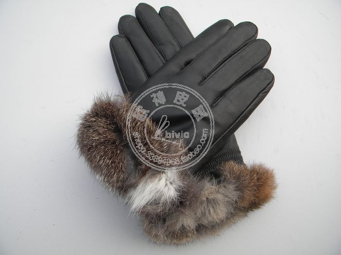 Suede rex rabbit hair gloves genuine leather gloves general