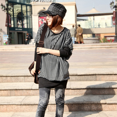 Sugar maternity clothing autumn loose check maternity batwing shirt top 5134